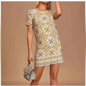 Lulus dandy lion print dress xs relaxed fit pattern dress short sleeves maximal